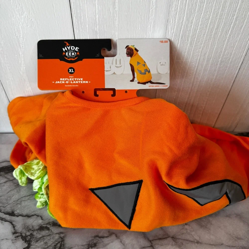 Reflective Jack-O-Lantern Pumpkin Hoodie Pet Costume, Dog/Cat Hyde & Eek!